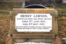 Tombe du poète Henry Lawson au cimetière de Waverley.