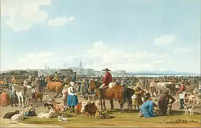Marché aux bestiaux1820, aquarelle
