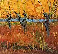 Saules au soleil couchant de Vincent van Gogh (1888).