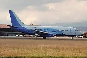 XA-UHZ, le 737 impliqué dans l'accident, ici en mars 2011, alors qu'il opérait pour Global Air&nbsp;(en).