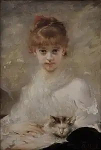 Jeune fille avec un chat, musée national d'art de Roumanie.