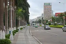 Route Yingbin en 2012, avec au fond Gongbei et derrière Macao