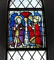 Vitrail du XVe&nbsp;siècle dans le chœur : à gauche, Jean le Baptiste.
