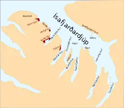 Carte de l'Ísafjarðardjúp.