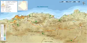 Carte topographique de la Kabylie avec les Babors au nord-est.