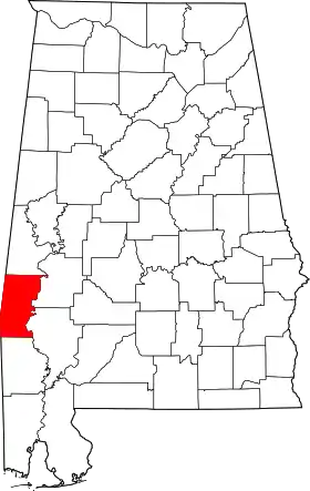 Localisation de Comté de Choctaw(Choctaw County)