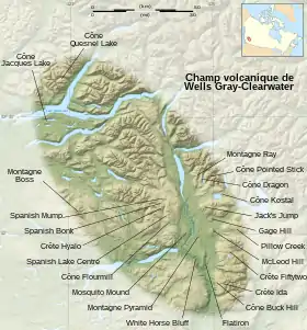 Carte du champ volcanique de Wells Gray-Clearwater.