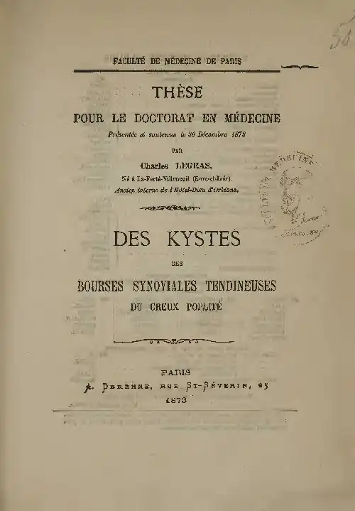 Des kystes des bourses synoviales tendineuses du creux poplité (IA BIUSante TPAR1873x502)