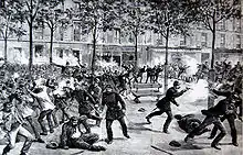 Combat entre manifestants et la police, lors de l'échauffourée de Clichy le premier mai 1891.