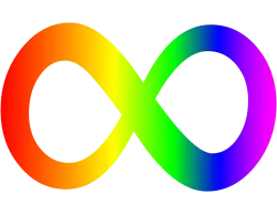 Symbole de l’infini aux couleurs de l’arc-en-ciel.