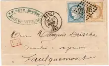 Lettre ancienne avec le cachet PD.