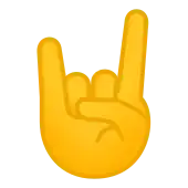 Emoji représentant une main gauche présentée de face dont l’index et l’auriculaire pointent vers le ciel tandis que l’index et le majeur sont repliés sur la paume recouvert du pouce.