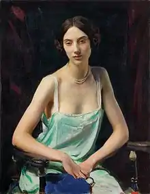 Peinture américaine des 1920 représentant une femme avec un vêtement léger.